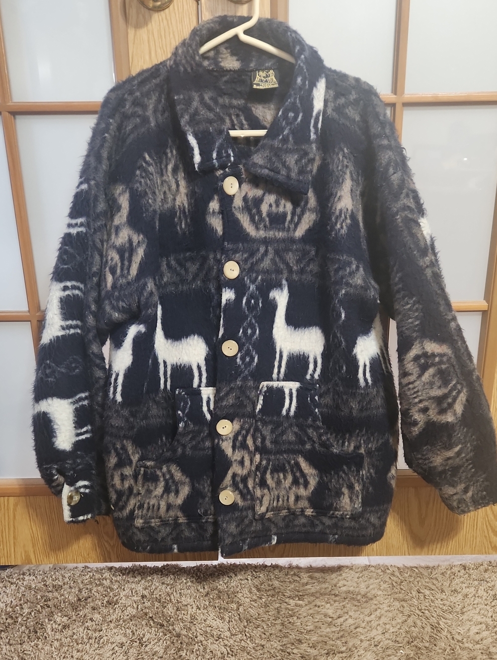 Tejidos Ruminahui Made In Ecuador 100% Wool Alpaca Pattern Button Up Jacket